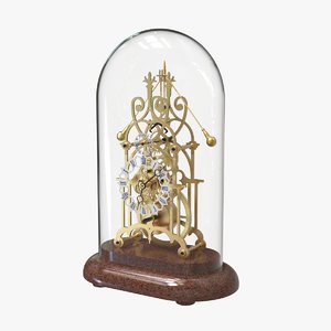 3D brass skeleton clock