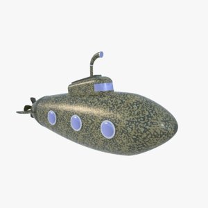 military submarine stylized cartoon 3D