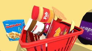 pack food groceries cartoon 3D model