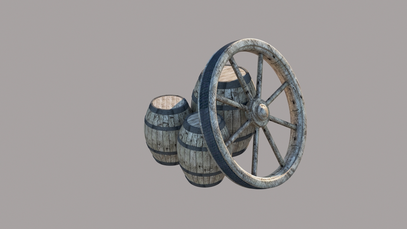 Wine barrel wood wheel model TurboSquid 1200386