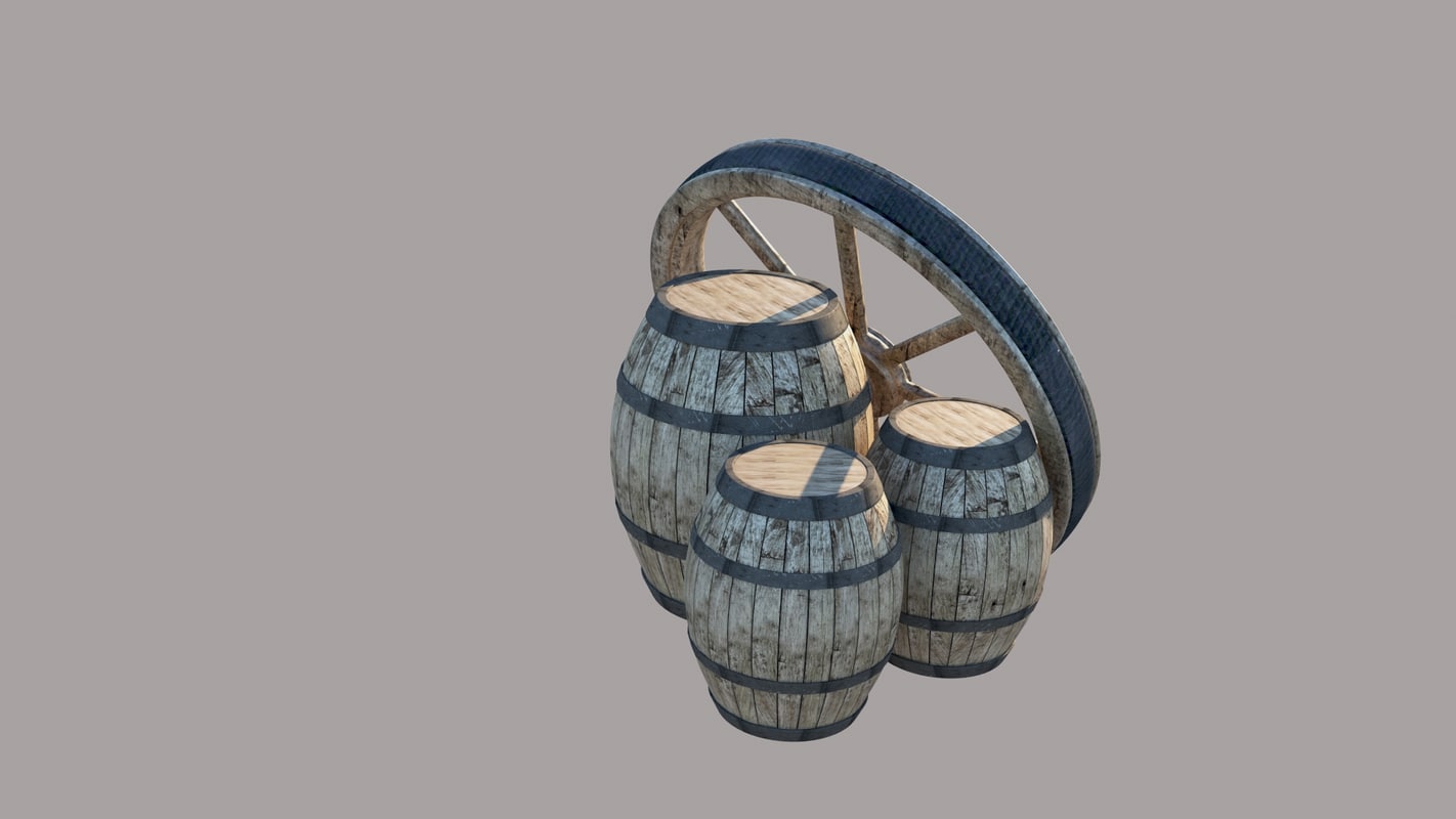 Wine barrel wood wheel model TurboSquid 1200386