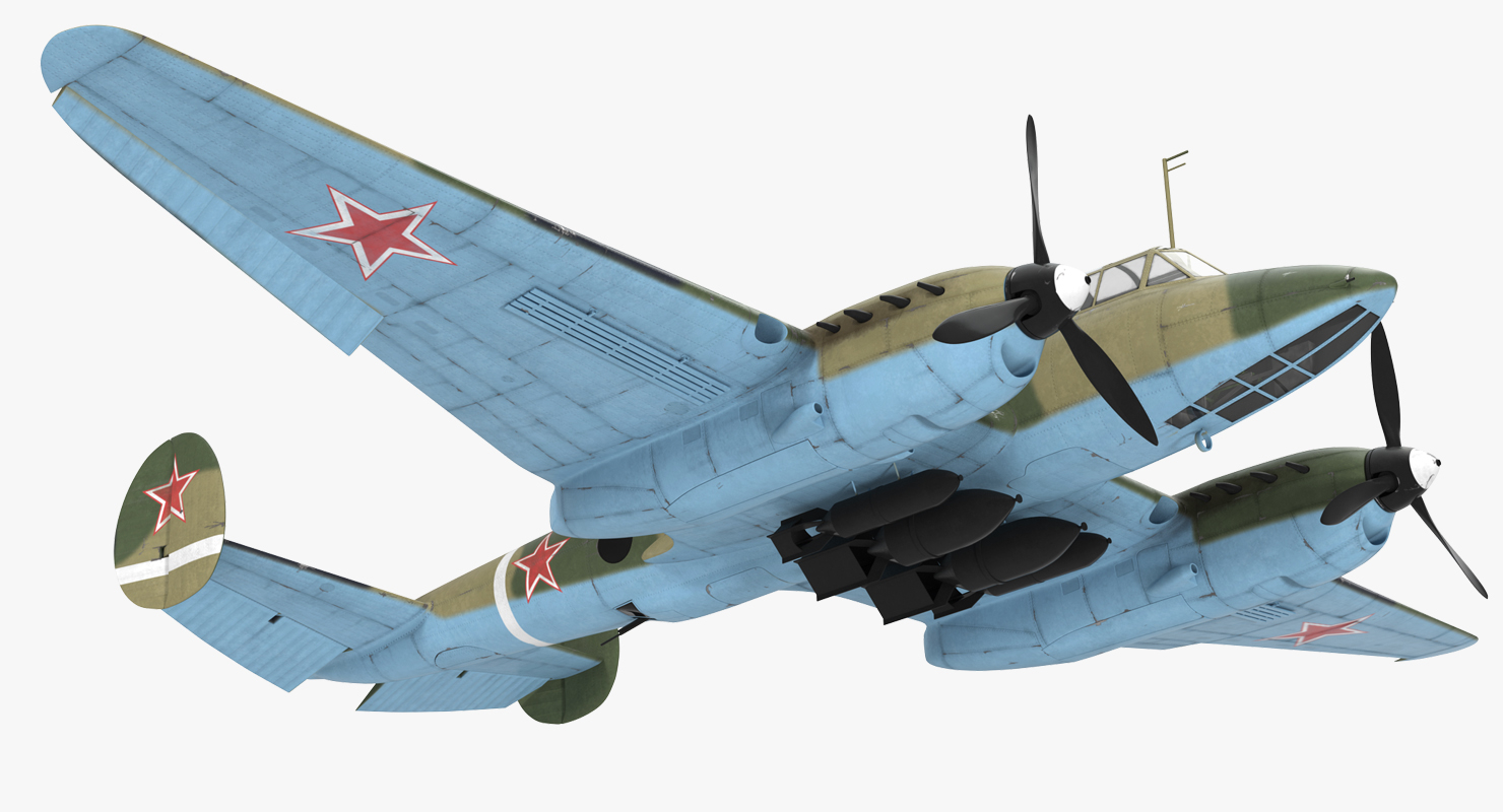 蘇聯第二次世界大戰光轟炸機petlyakov pe-2 rigged 3d模型3d模型