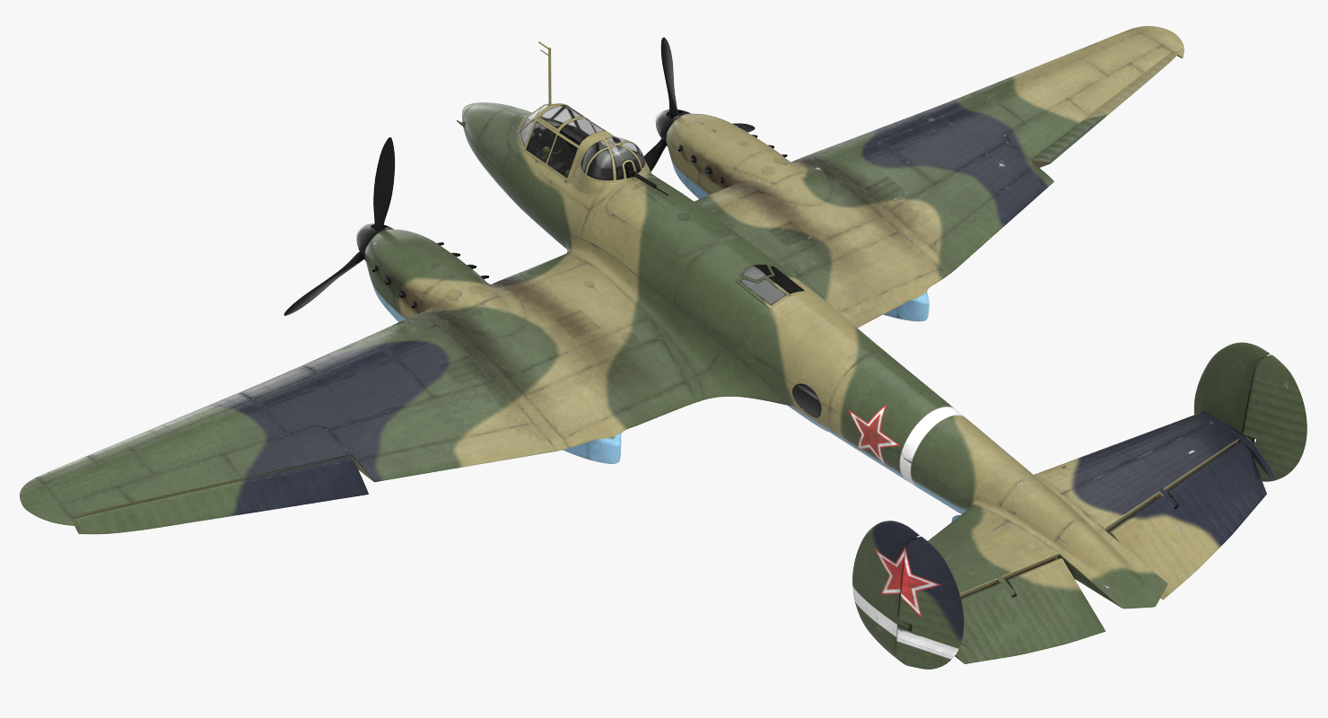 苏联第二次世界大战光轰炸机petlyakov pe-2 rigged 3d模型3d模型