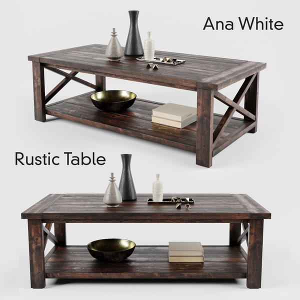 Ana White Rustic Coffee Table 3d Model, White X Coffee Table