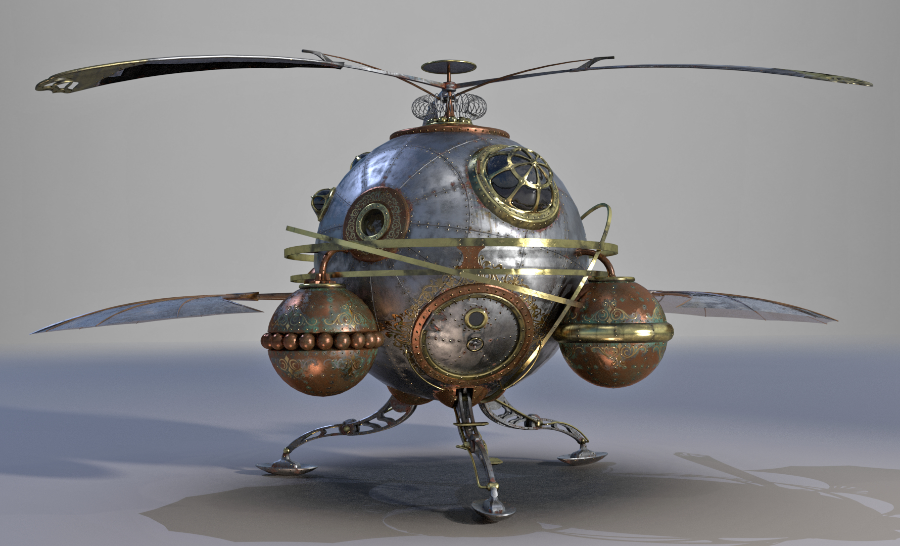 steampunk helicopter 3d model