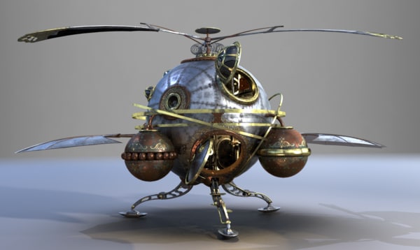 Steampunk steam helicopter 3D model - TurboSquid 1201269