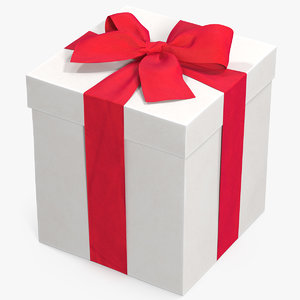 3D gift box white 3 model
