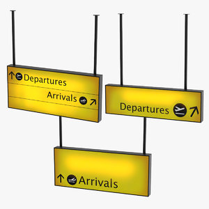 3D airport arrival departure signs