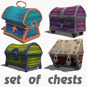 cartoonish chests antique stylized 3D
