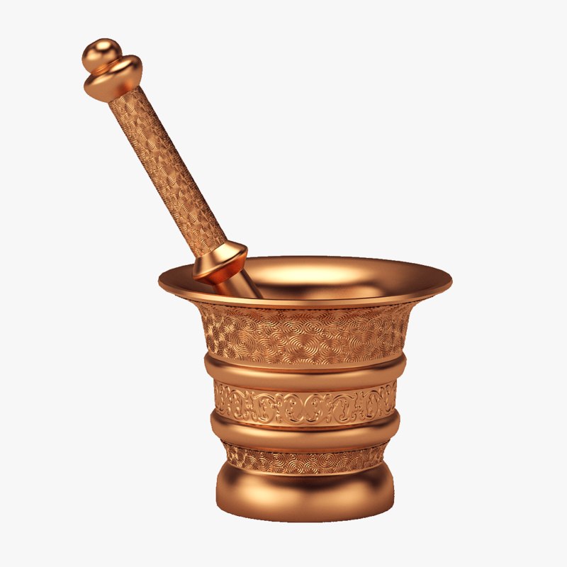 3D copper mortar pestle TurboSquid 1202287
