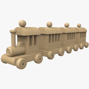 3D wooden train toy model