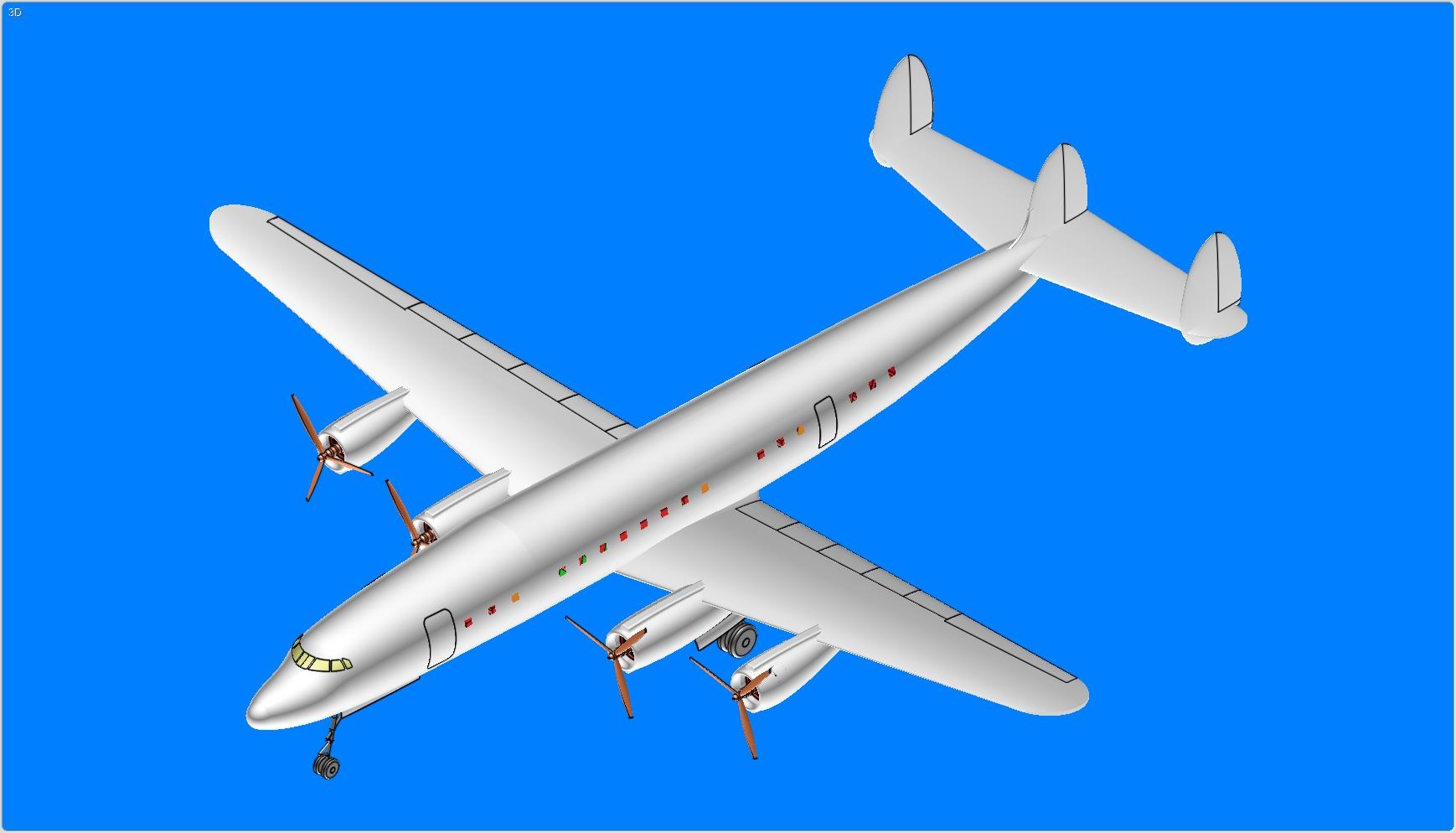 Lockheed L1049 Super Constellation Aircraft Solid Assembly Modell