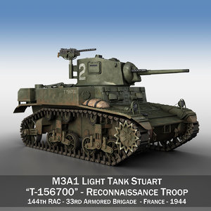m3a1 light tank stuart 3D