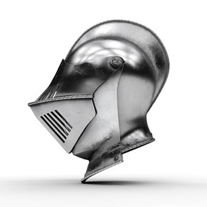 3D model medieval knight armet helmet visor