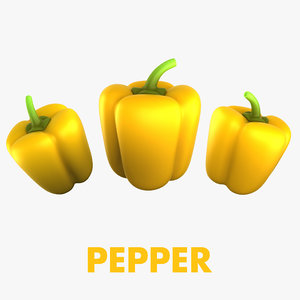 3D cartoon yellow bell pepper model