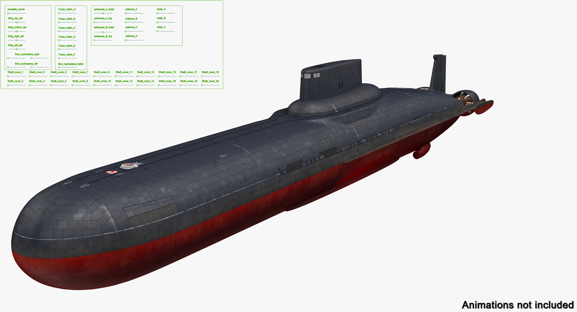 Typhoon Class Submarine 3d Model