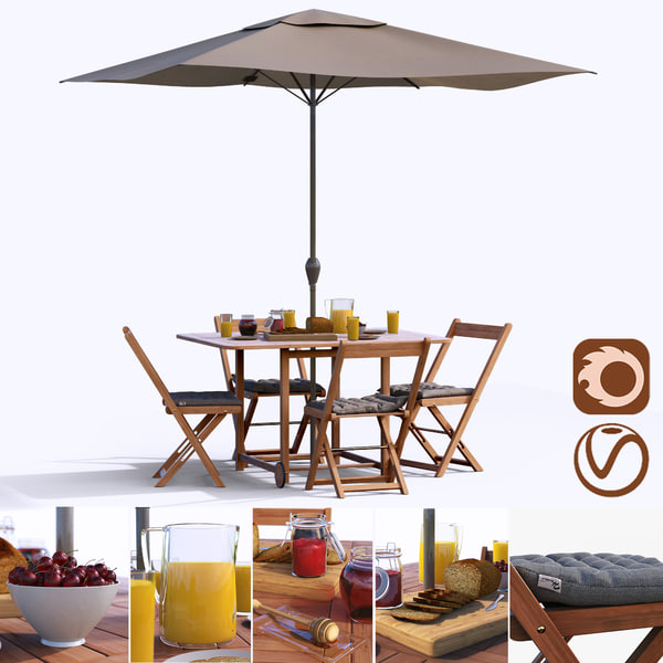 3d Set Table Umbrella Model Turbosquid 1203399 3d Set Table Umbrella Model, Outdoor Furniture With Umbrella