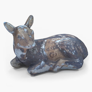 3D old sculpture small deer model
