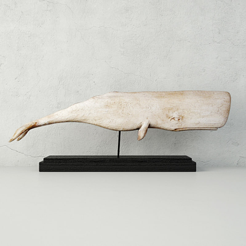 3D model carved wood white sperm whale - TurboSquid 1203476