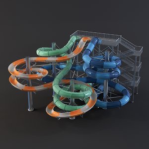 3D water park slides model