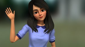 cute girl character 3D model