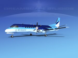 cockpit airlines saab 2000 3D model