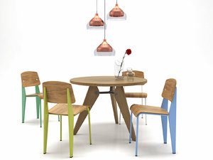 3D model dining set 7 chair