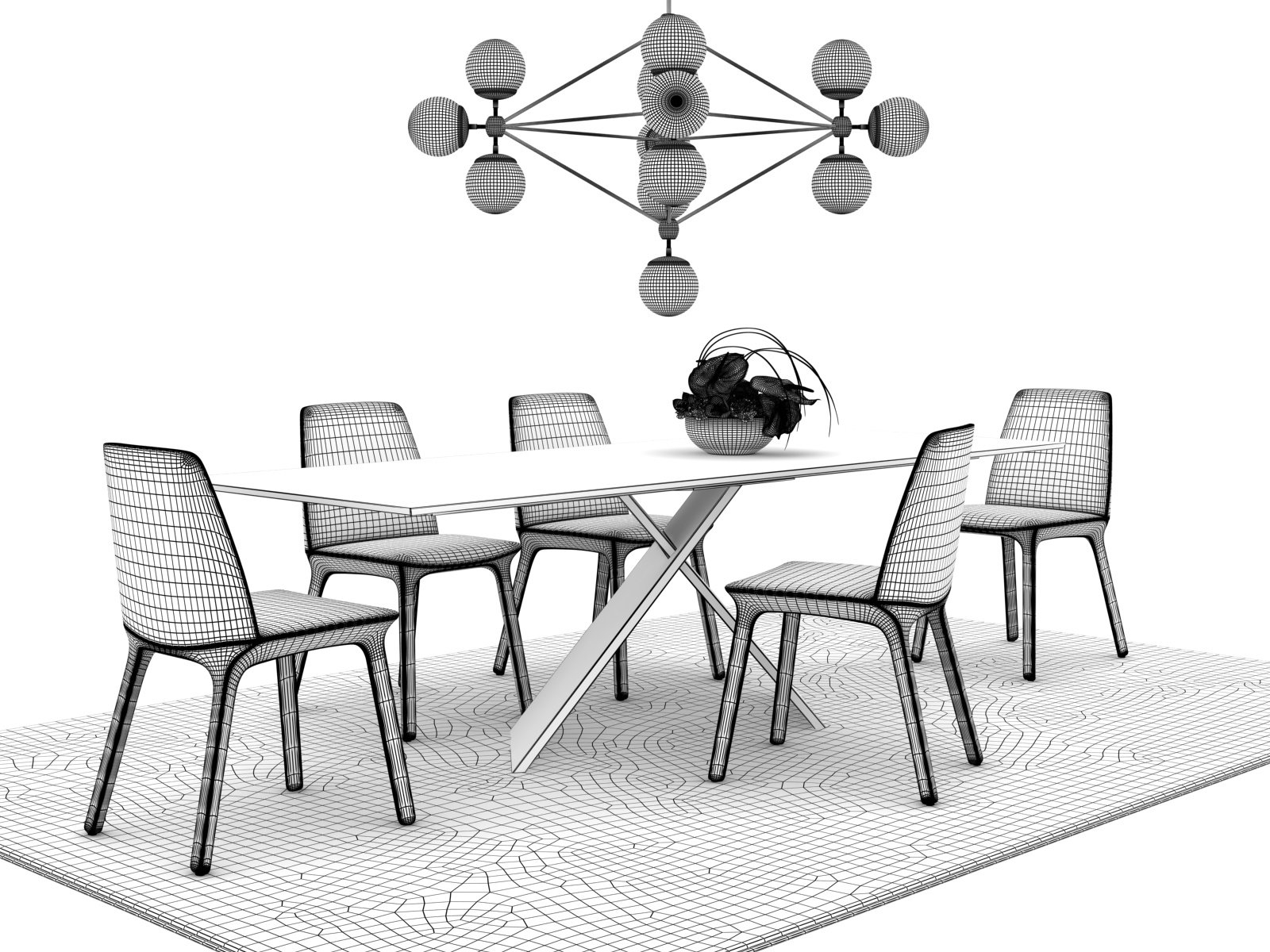 dining set 6 3d model