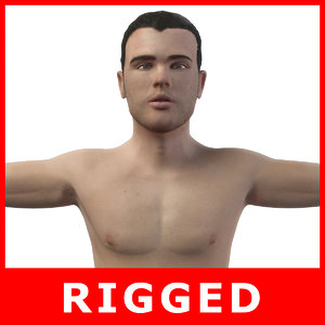 3D realistic man adrien rigged