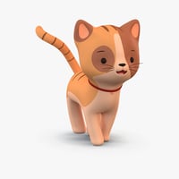 cute cartoon  fox fur 3d  max