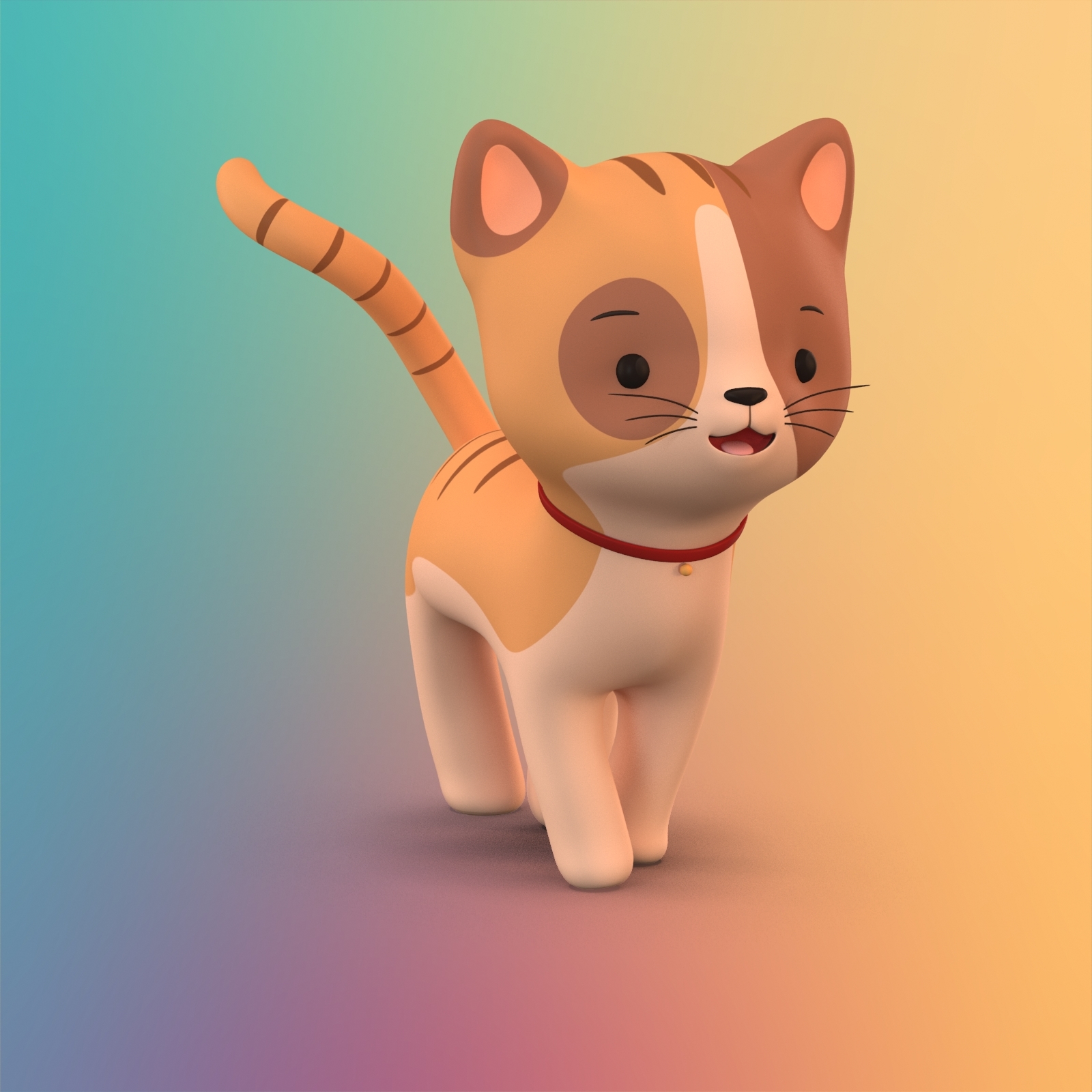 Cute cartoon cat 3D model - TurboSquid 1206414
