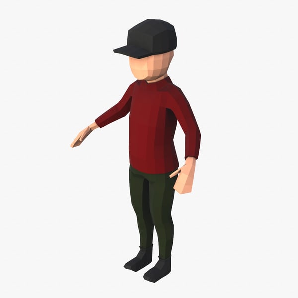 low poly cartoon character 3d model