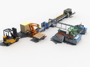 automatic production packing line 3D model
