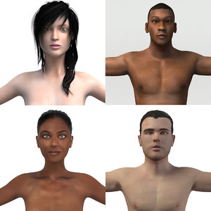 3D pack rigged man woman model