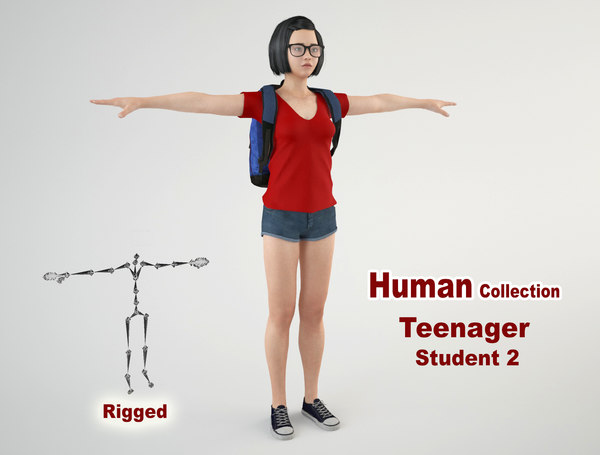 3D model teenager student