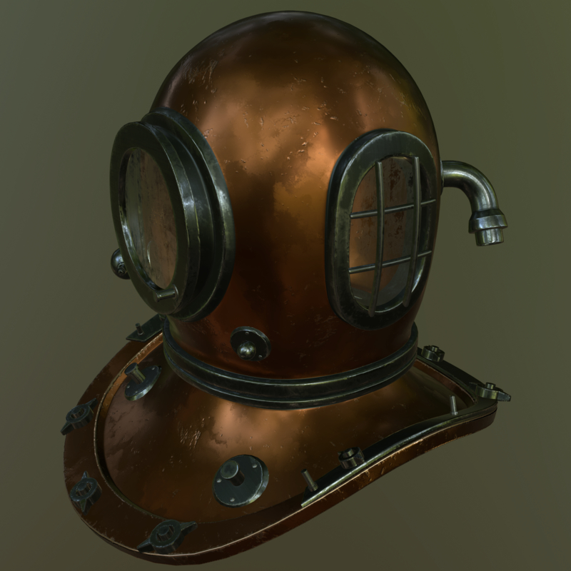 Antique diving helmet 3D model TurboSquid 1207487