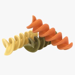 3D model realistic colourful spiral pasta