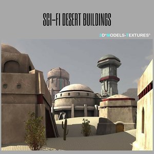 3D sci-fi desert buildings model