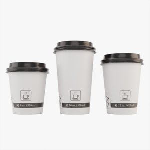 3D takeout paper coffee cups model