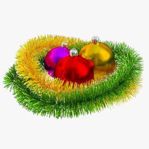 christmas balls tinsel 3D model