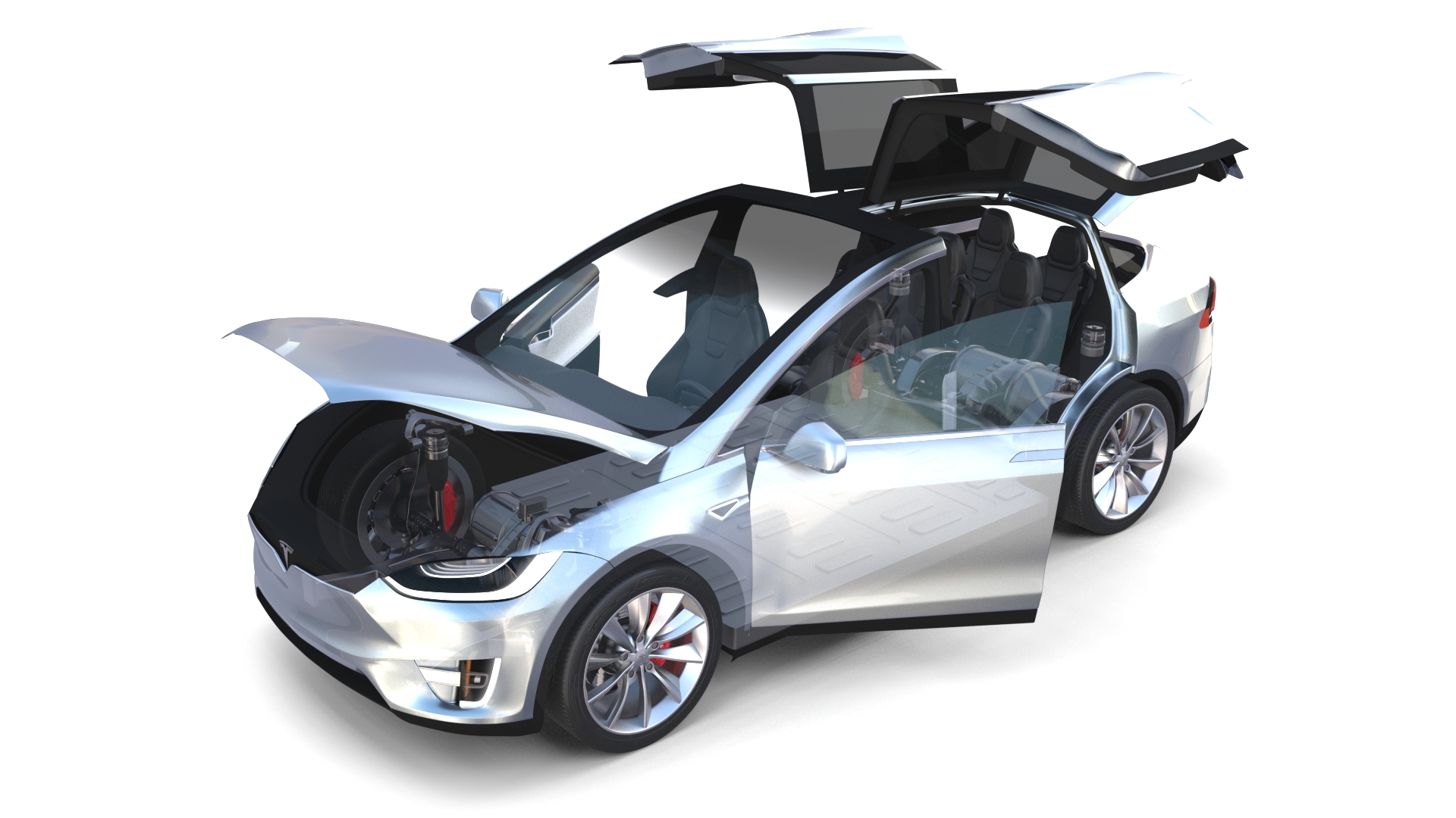 Tesla Model X Silver Mit Interieur Und Chassis