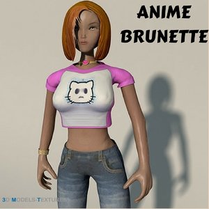 anime brunette 3D model