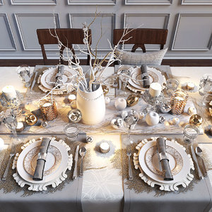3D model holiday table serving