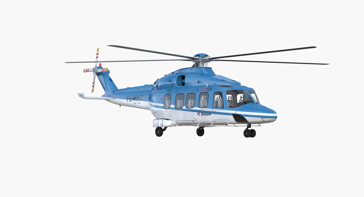 3d medium lift helicopter agustawestland aw189 rigged model