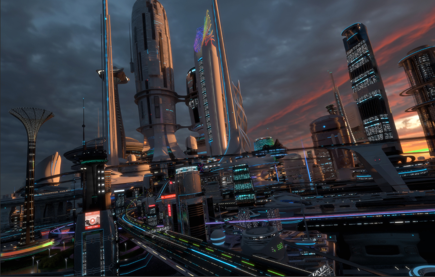 Future city 7 night building 3D model - TurboSquid 1209784