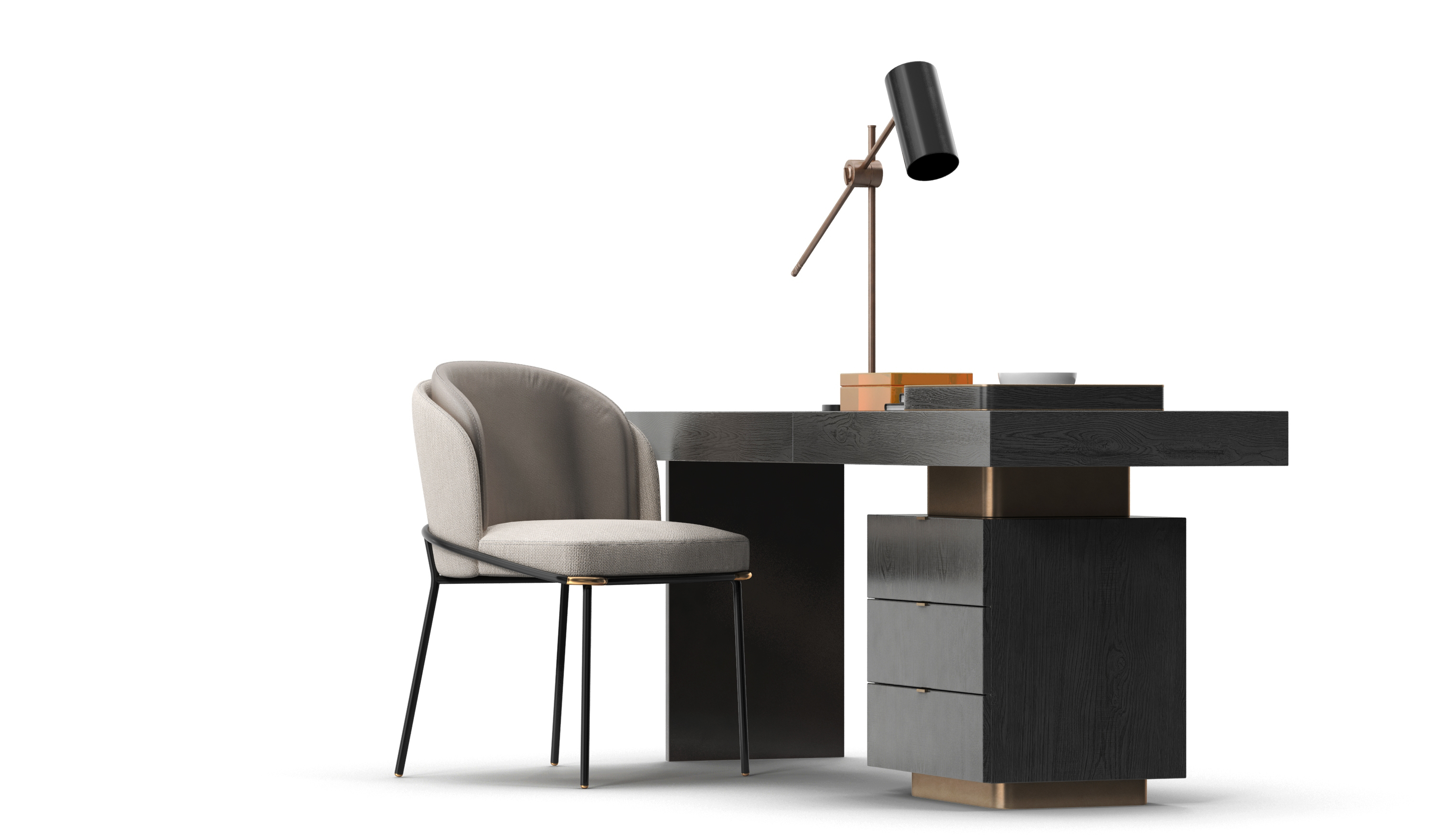 Minotti carson desk set 3D model TurboSquid 1209845