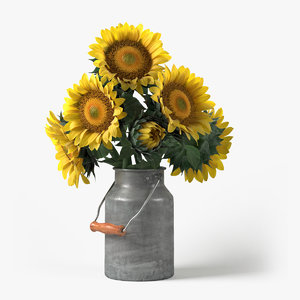 3D photorealistic sunflowers bouquet flowers model