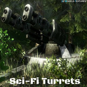 3D sci-fi turrets