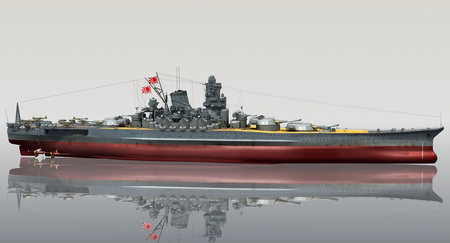3d ijn yamato japanese battleship model