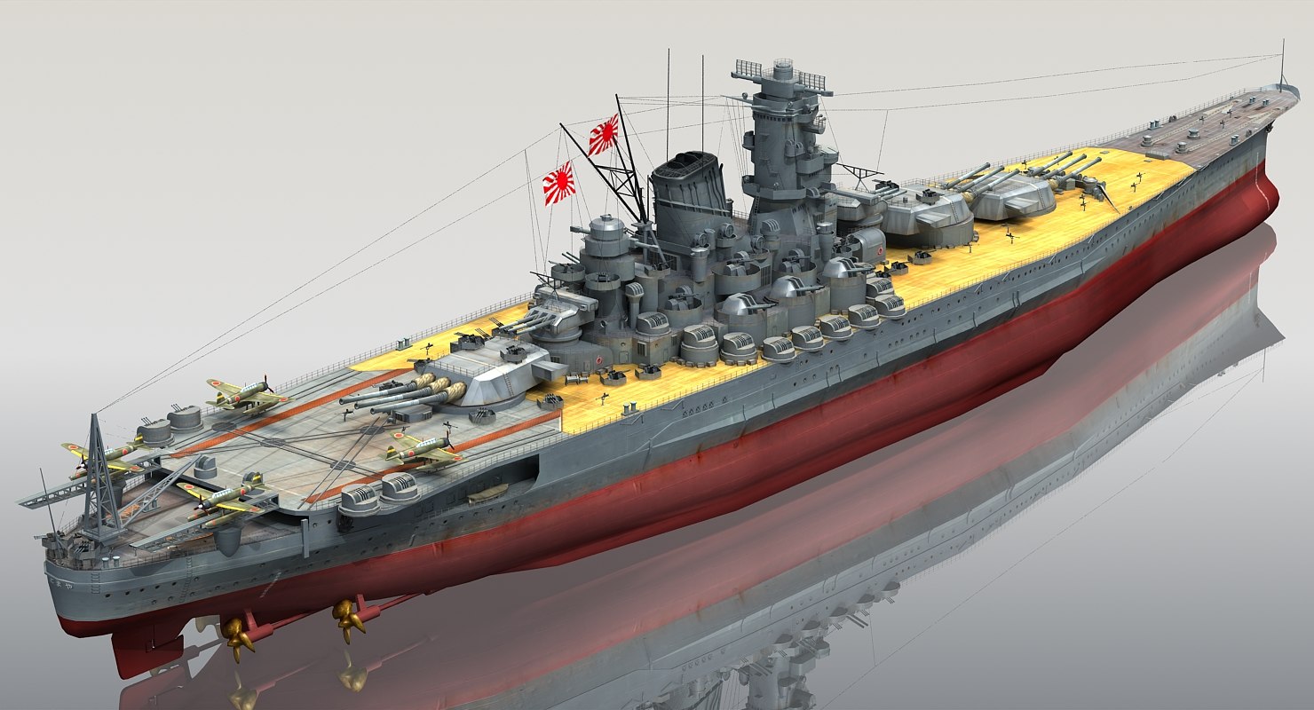 3d ijn yamato japanese battleship model